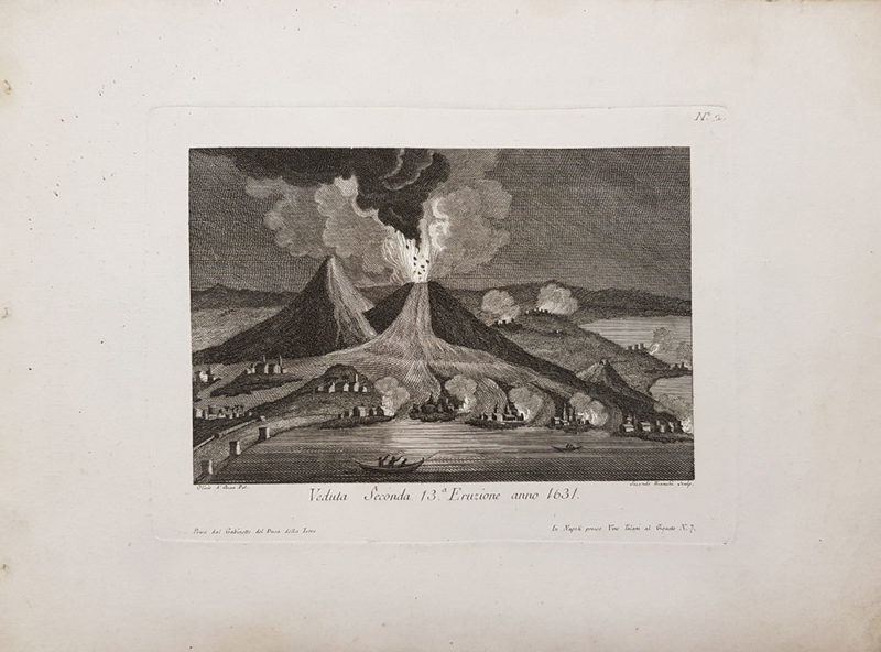 Stampa antica del Duca della Torre Ascanio Filomarino, “Veduta Seconda 13a Eruzione anno 1631”