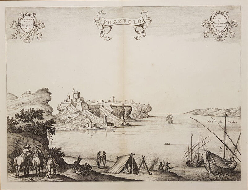 stampa antica di Pierre Mortier raffigurante Pozzuolo