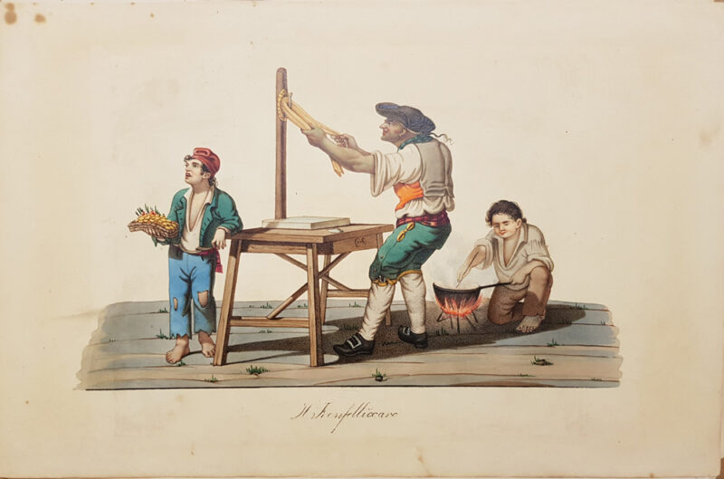 Stampa antica del 1820, litografia di Rudolf Muller raffigurante Il Franfelliccaro