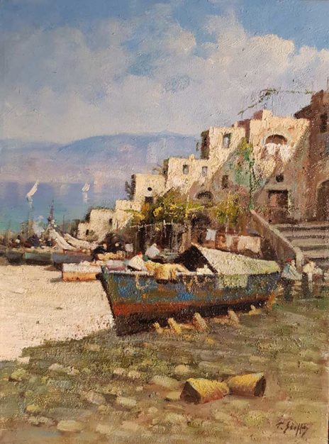 Dipinto di Tobia Scoppa, Barche a secco