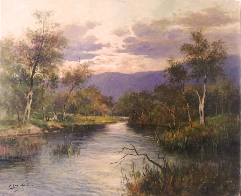 Dipinto di Vincenzo Laricchia, Tramonto sul fiume