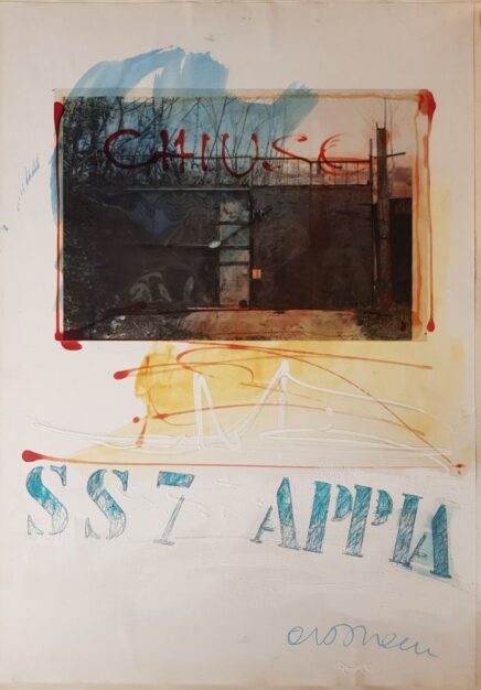 Foto del dipinto di Antonio Del Donno "Chiuso", acrilico e pellicola ortocromatica su cartoncino applicato su tela 100x70 cm del 2000