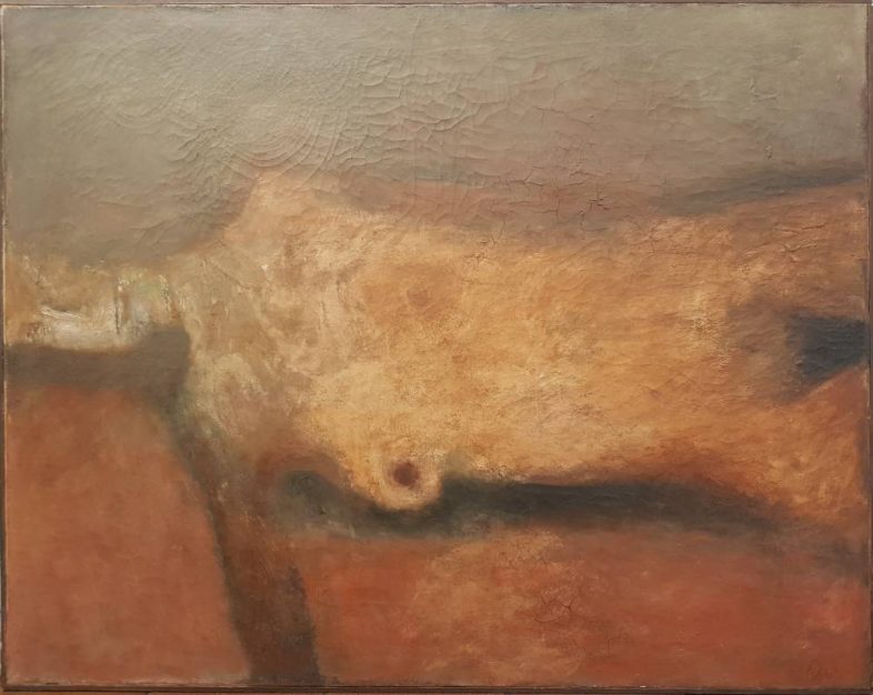 Dipinto originale del pittore Raffaele Lippi (1911-1982), La zia del 1982, olio su tela 95x120 cm