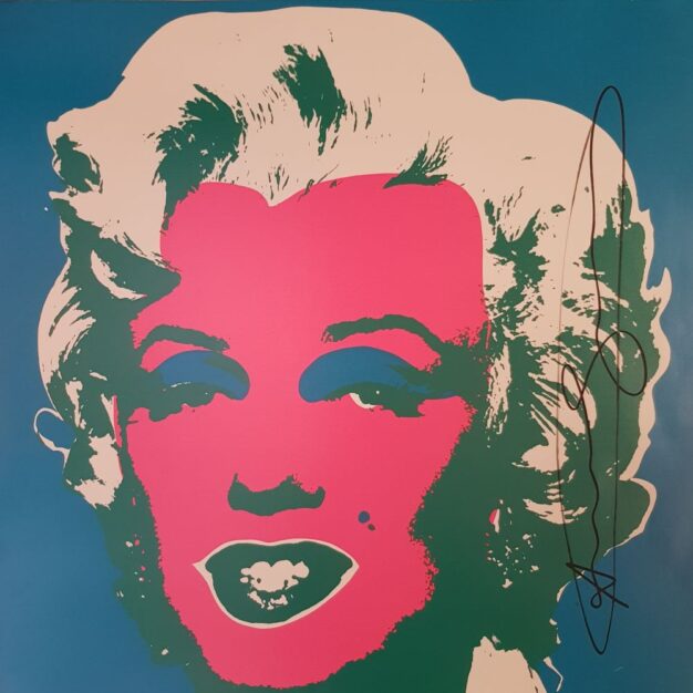 Poster di Andy Warhol firmato "Marilyn Monroe" 70x70 cm del 1986