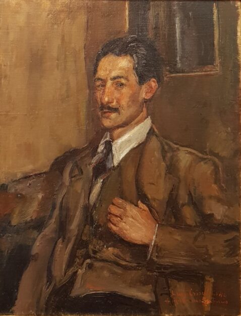 Dipinto del pittore Luigi Crisconio ritraente l'amico pittore Riccardo Taliercio, olio su tela 77 x 59,5 cm del 1940